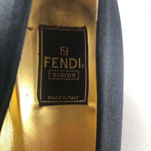 Fendi vintage black suede heels 36.5 (US 6.5 ) - Picture 6 of 11